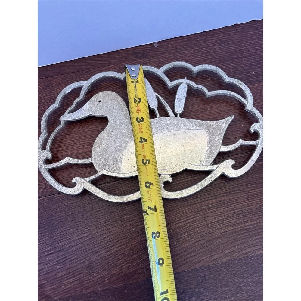 Vintage Duck in Pond‎ SILVER PLATE TARNISH RESISTANT Large Trivet Japan 10 INCH